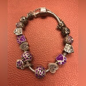 Love My Dog bracelet Charms Silver Tone 13 Charms Safety Clasp 8”